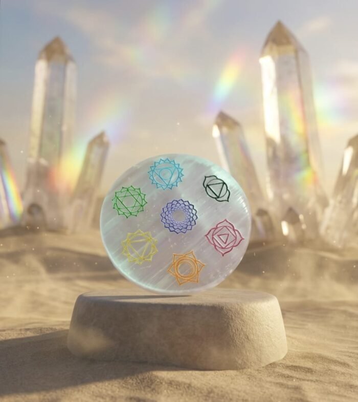 7 Chakra Selenite Charging Plate for Healing & Energy Cleansing
