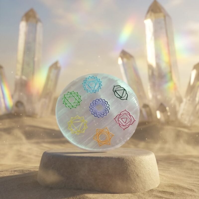 7 Chakra Selenite Charging Plate for Healing & Energy Cleansing