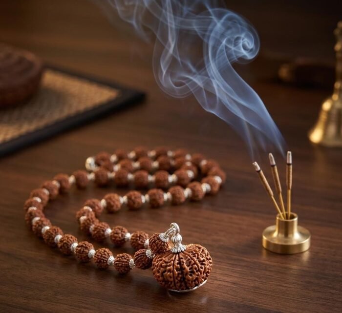 14 Mukhi Gauri Shankar Nepali Rudraksha with 10 Mukhi Rudraksha Silver Mala