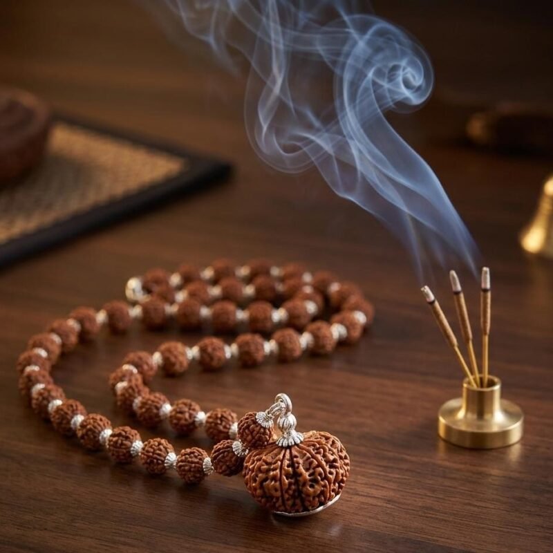14 Mukhi Gauri Shankar Nepali Rudraksha with 10 Mukhi Rudraksha Silver Mala
