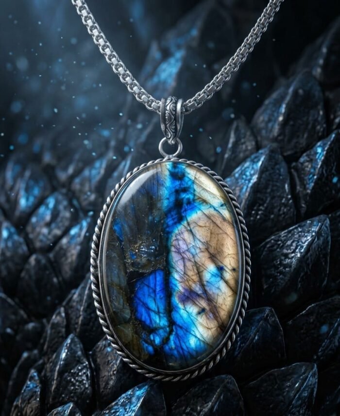 Aurora Talisman Labradorite Silver Pendant Chain