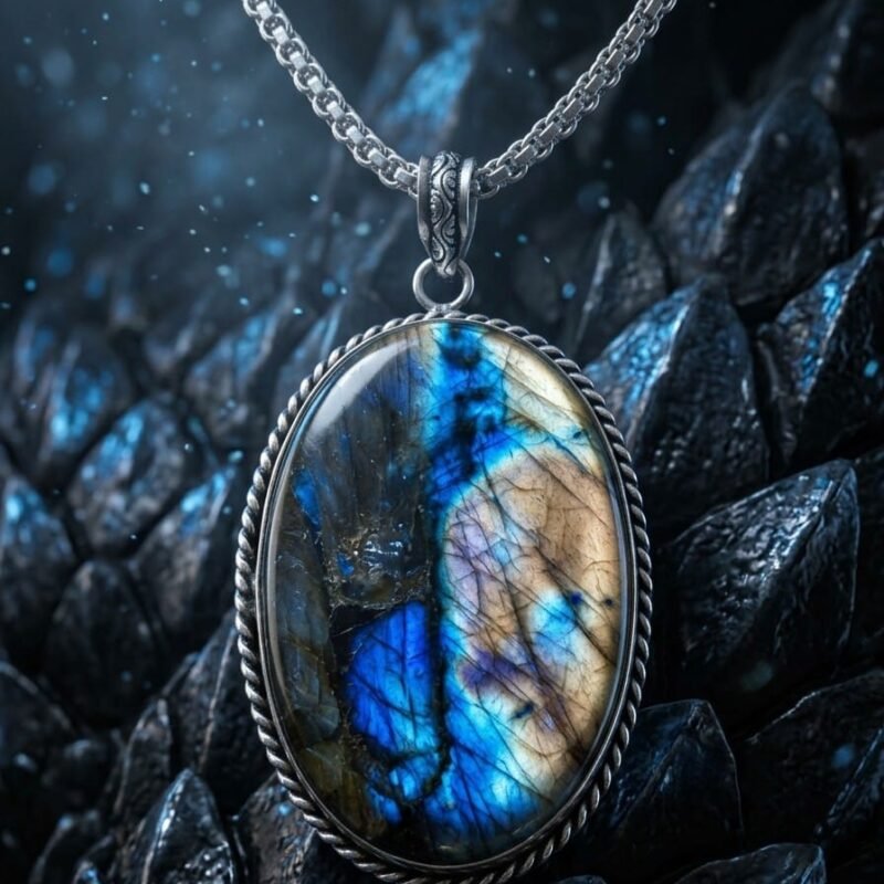 Aurora Talisman Labradorite Silver Pendant Chain