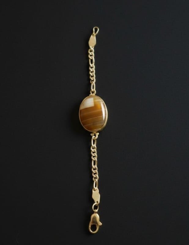 Golden Hakik Silver Bracelet