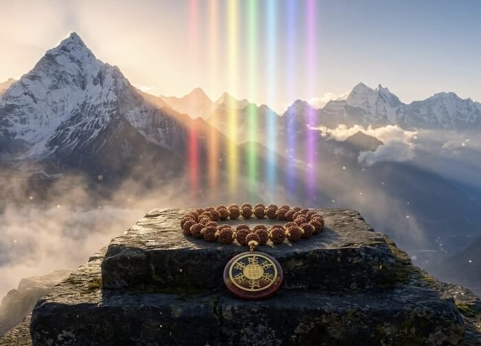 Rainbow Chakra Panchmukhi Rudraksha Ashtadhatu Mala