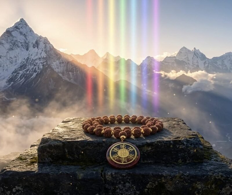 Rainbow Chakra Panchmukhi Rudraksha Ashtadhatu Mala