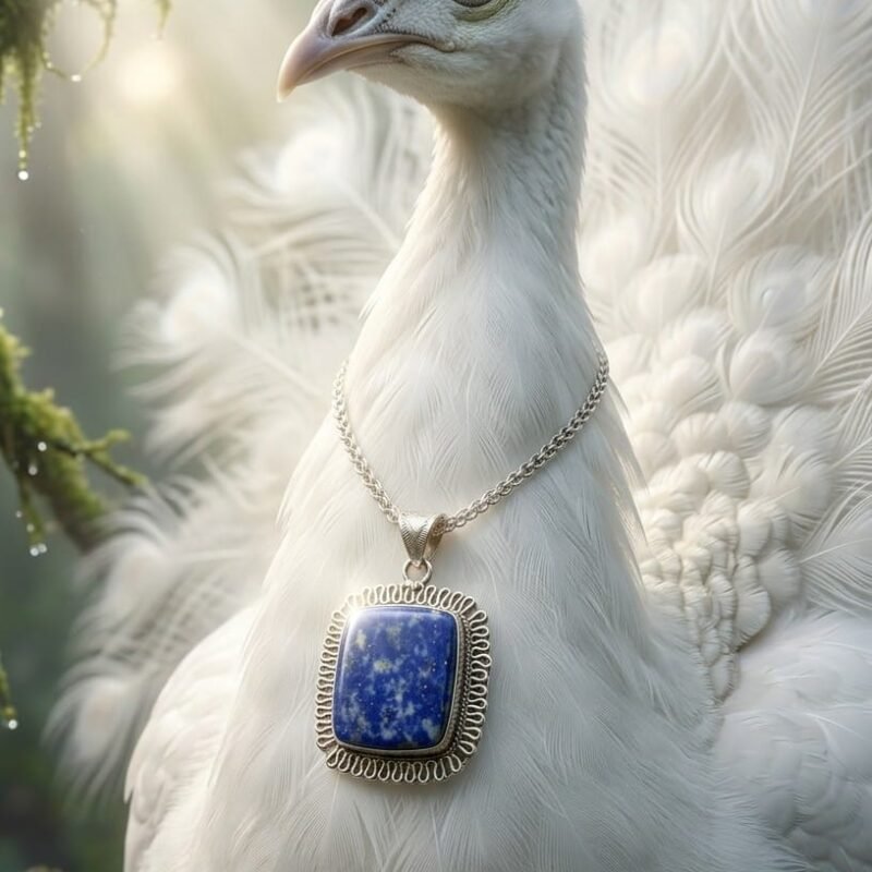 Royal Night Lapis Lazuli Silver Pendant Chain